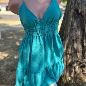 Women's Y2K Mini Dress - Turquoise Inspired Hearts